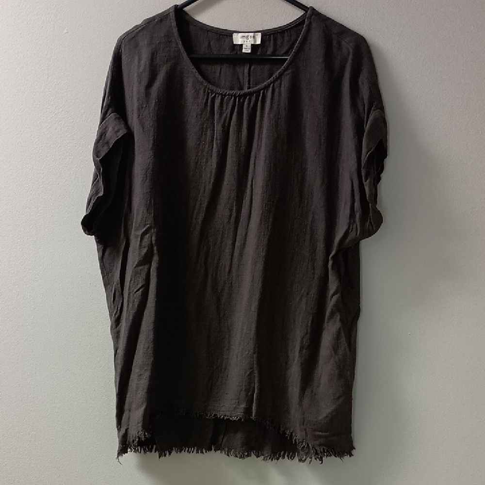 Umgee Light Grey Short Sleeve Top Size Small